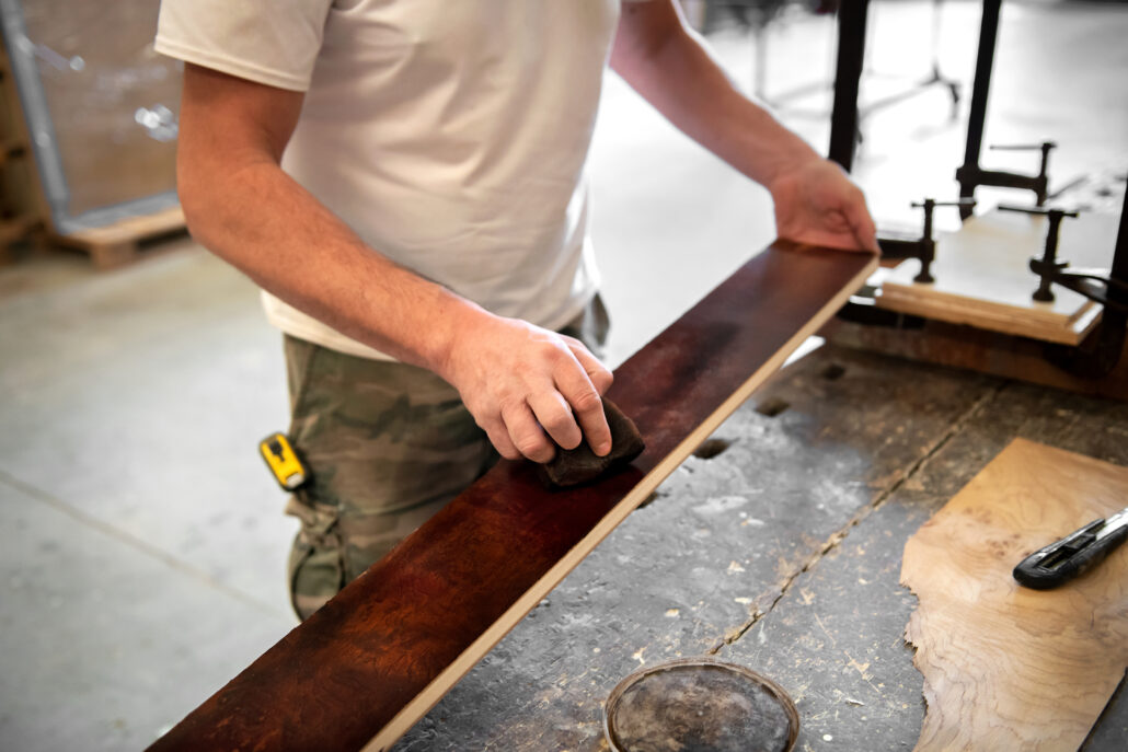 Wood staining and sealing to preserve finish