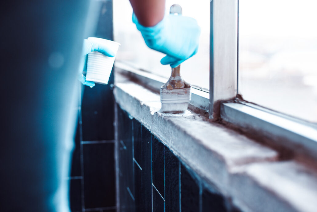Painting and sealing with waterproof sealant